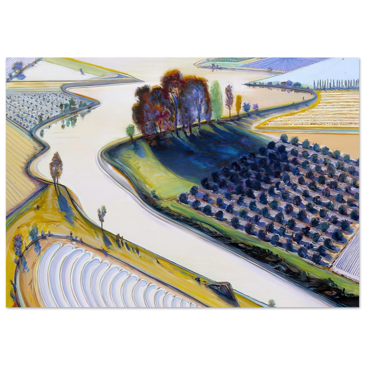 Wayne Thiebaud - Flatland River - 1997 Wall Art - 60x80 cm / 24x32 inches - Premium Wooden Framed Poster With Fine Art Paper-canvas - Wood frame