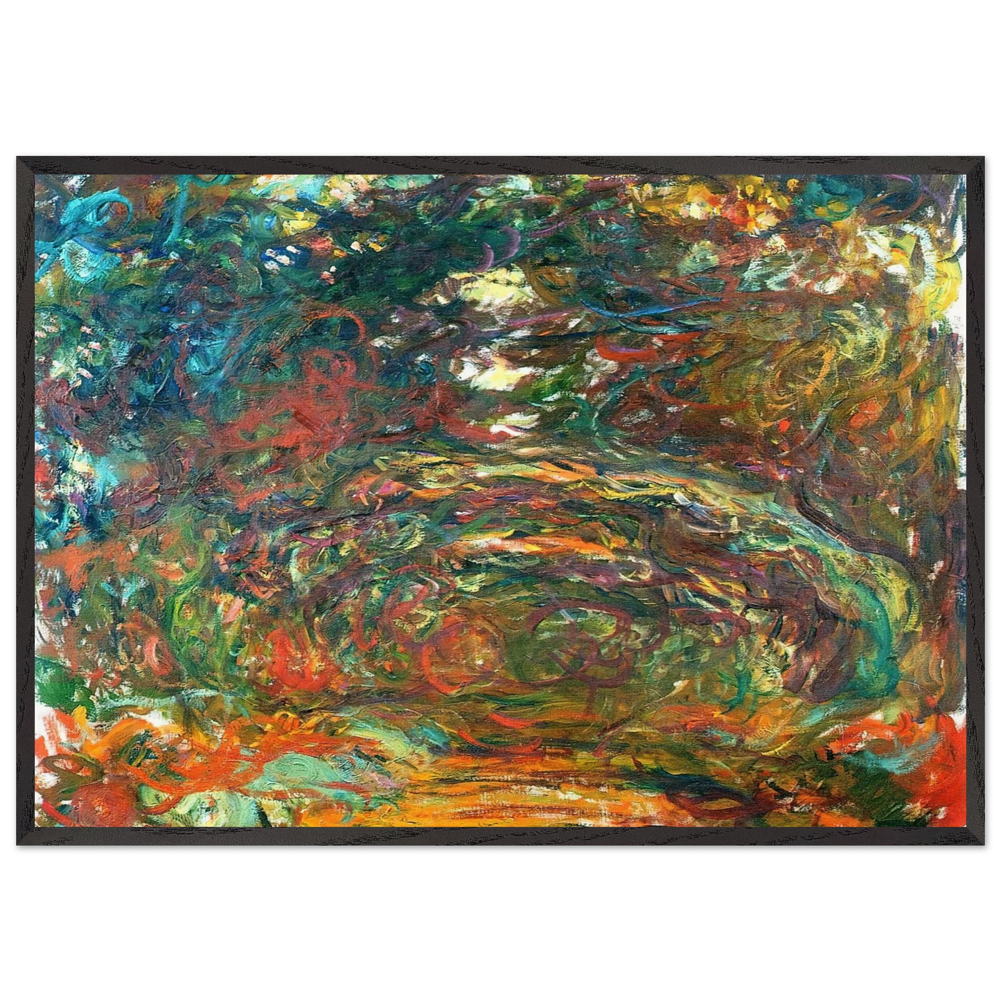 Path under the Rose Arches Giverny - claude monet 70x100 cm / 28x40 inches Framed Art Print – Black Wooden Frame