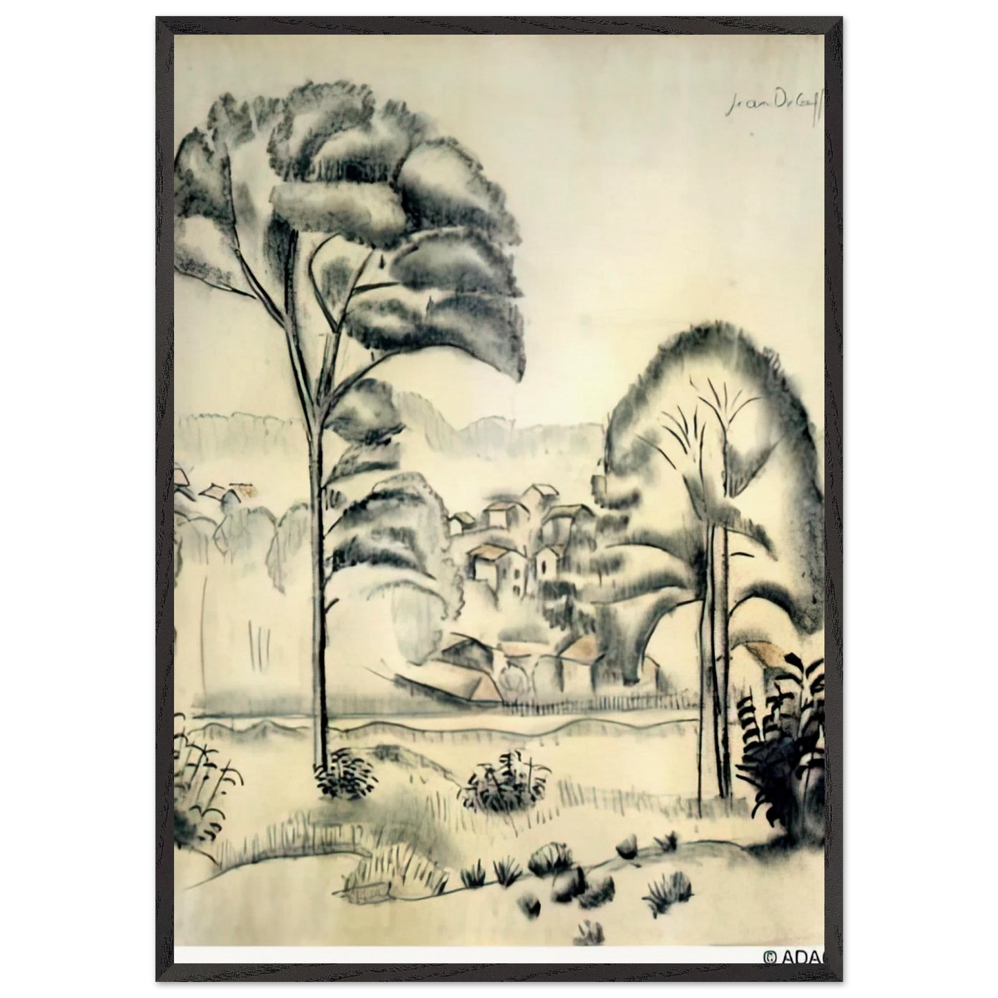 LANDSCAPE OF ALGERIA - Jean Dubuffet 70x100 cm / 28x40 inches Framed Art Print – Black Wooden Frame