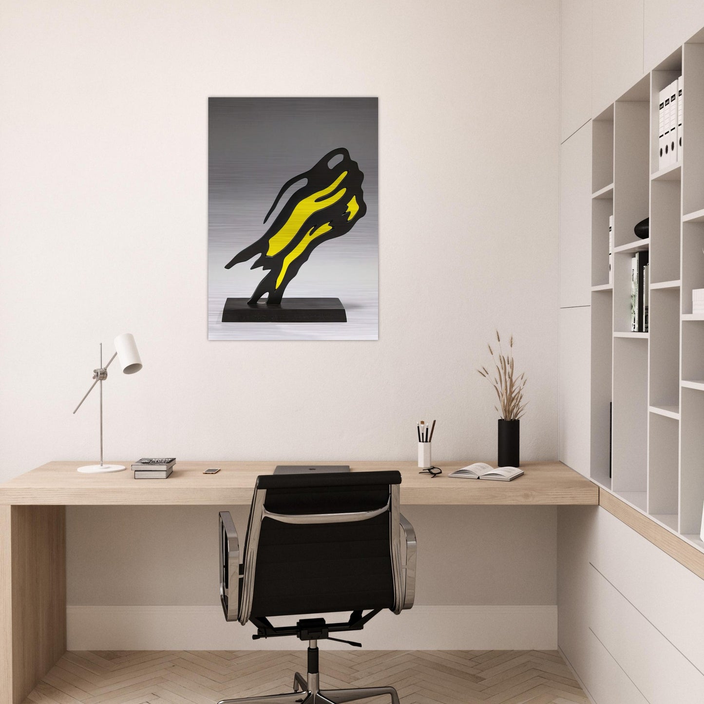 WEISMAN AWARD YELLOW BRUSHSTROKE 1991 - Roy Lichtenstein Brushed Aluminum Print - 70x100 cm / 28x40 inches | Roy Lichtenstein Aluminum Print | Roy Lichtenstein Prints