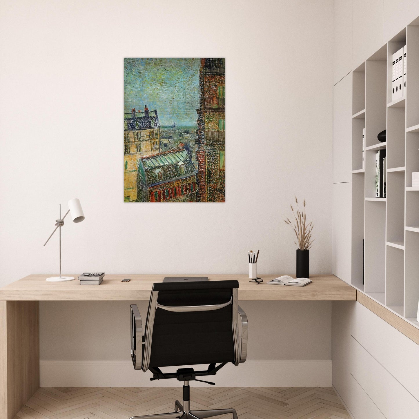 View of Paris from Vincent's Room in the Rue Lepic - Vincent van Gogh Brushed Aluminum Print - 70x100 cm / 28x40 inches | Vincent van Gogh Aluminum Print | Vincent van Gogh Prints