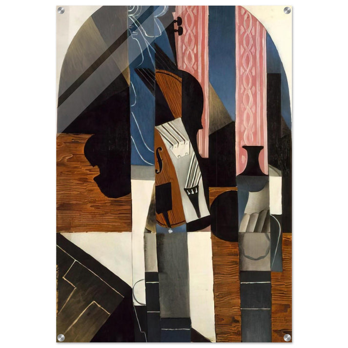VIOLIN AND INK BOTTLE ON A TABLE 1913 - Juan Gris Acrylic Print - 70x100 cm / 28x40″ inches
