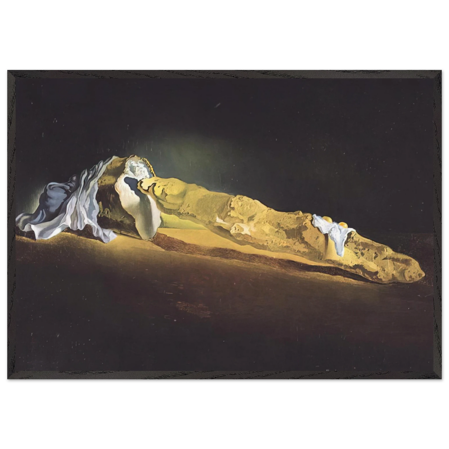 ORDINARY FRENCH LOAF WITH TWO FRIED EGGS - Salvador Dali 70x100 cm / 28x40 inches Framed Art Print – Black Wooden Frame