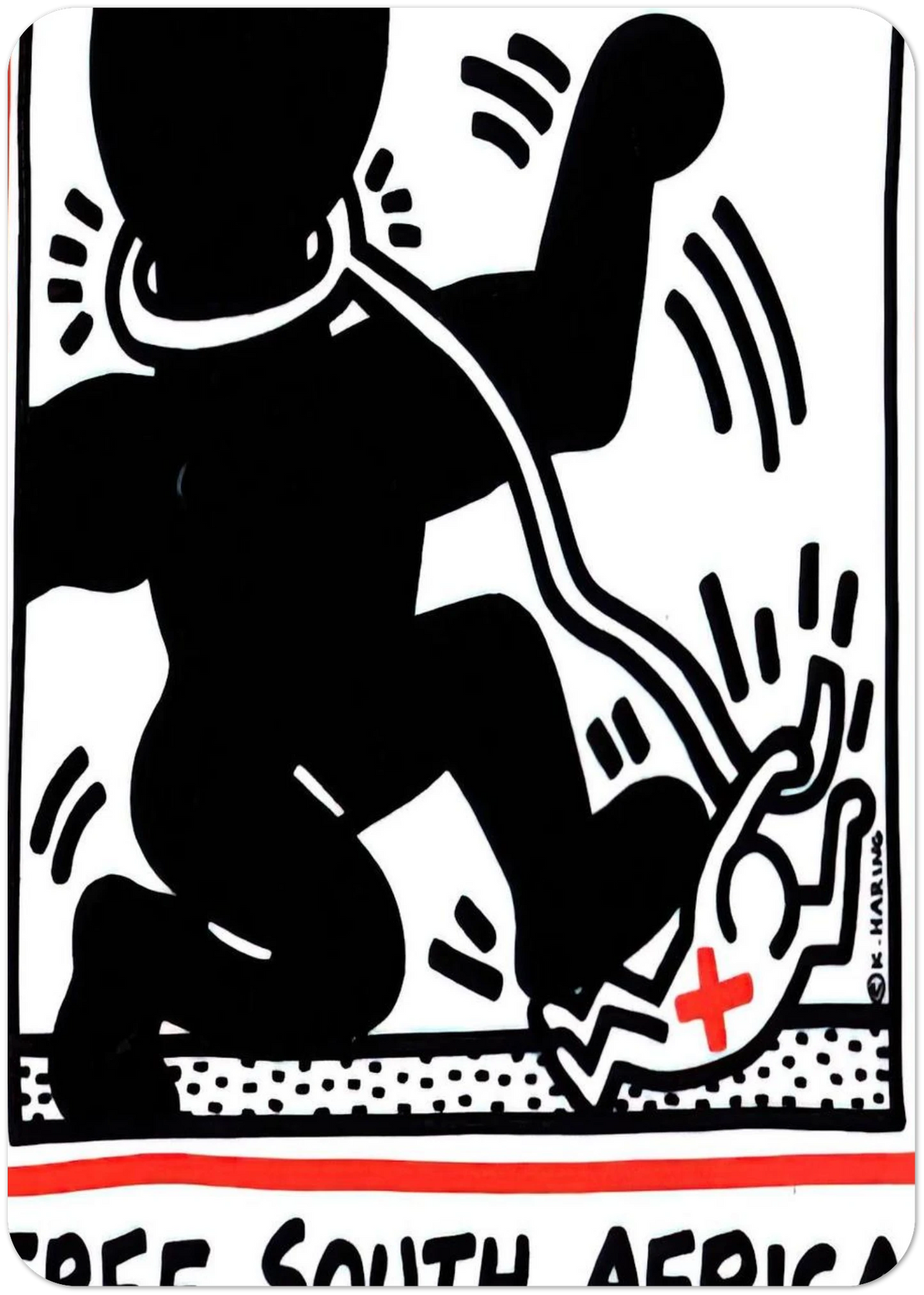 FREE SOUTH AFRICA 1985 By Keith Haring Pack of 10 Post Cards | Keith Haring Post Cards | A6 (10.5 x 14.8 cm) - 4.1 x 5.8 inches