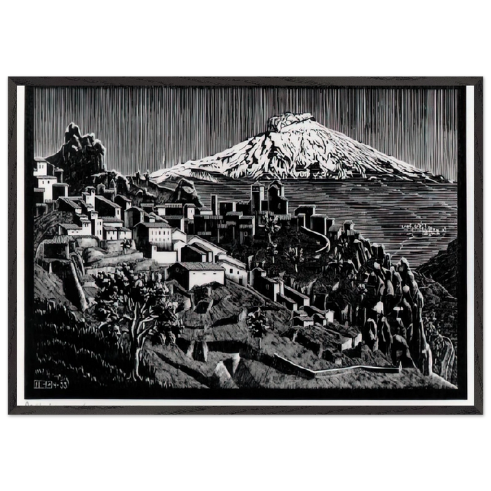 ESCHER 17 - MC Escher 70x100 cm / 28x40 inches Framed Art Print – Black Wooden Frame | Maurits Cornelis Escher Prints