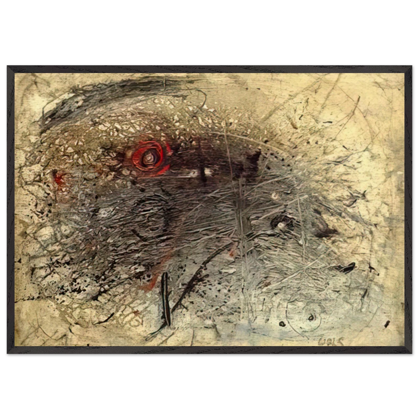 Untitled - Tachisme N7 - Wols 70x100 cm / 28x40 inches Framed Art Print – Black Wooden Frame