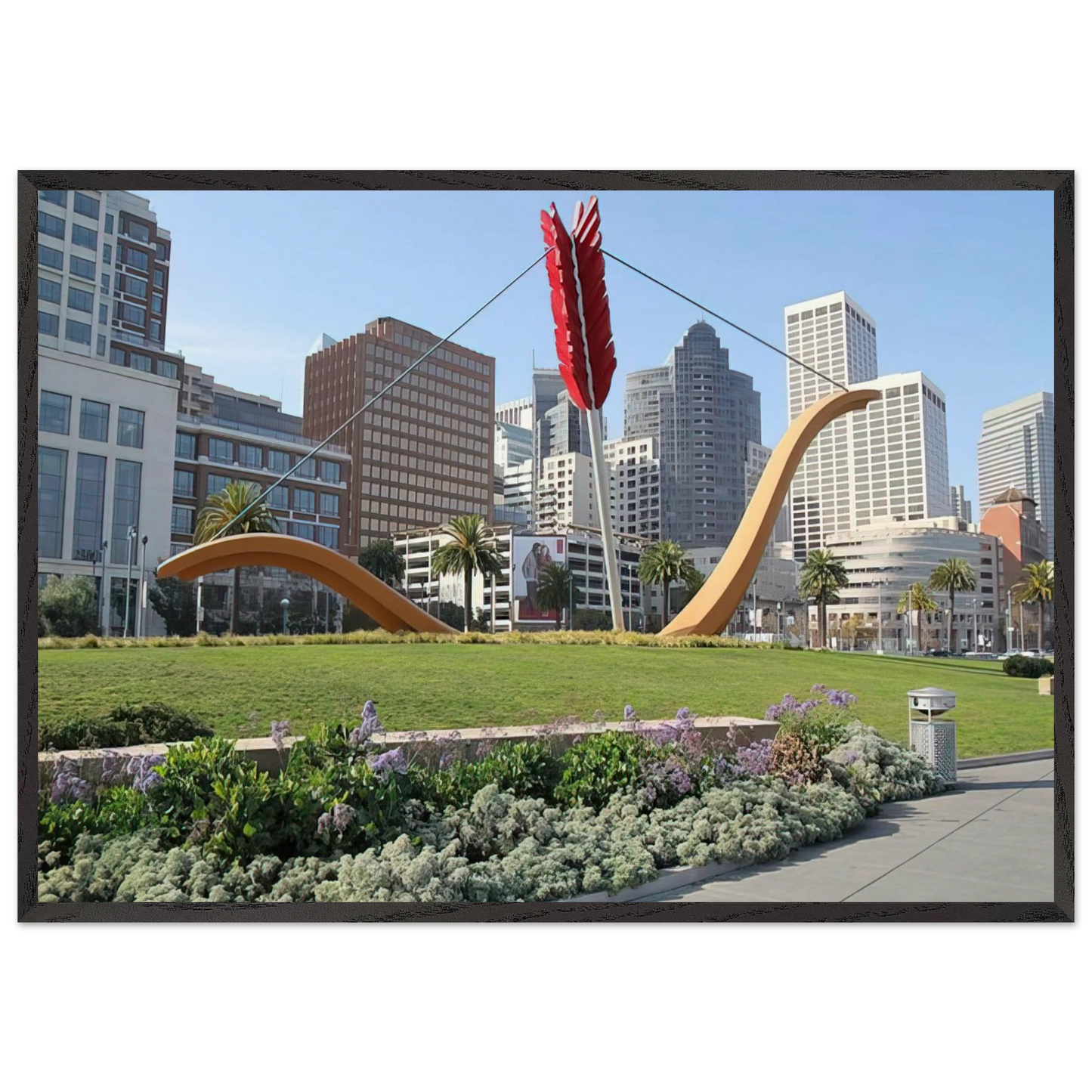 CUPID S SPAN COLLABORATION WITH VAN BRUGGEN 2002 - Claes Oldenburg 70x100 cm / 28x40 inches Framed Art Print – Black Wooden Frame