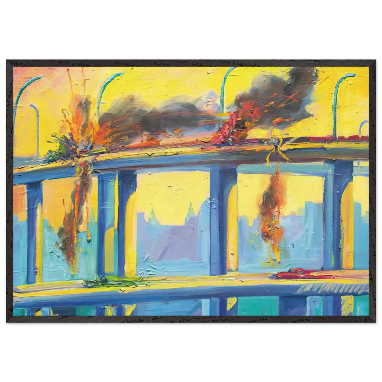 Sunset Crash - 1982 - Carlos Almaraz 70x100 cm / 28x40 inches Framed Art Print – Black Wooden Frame