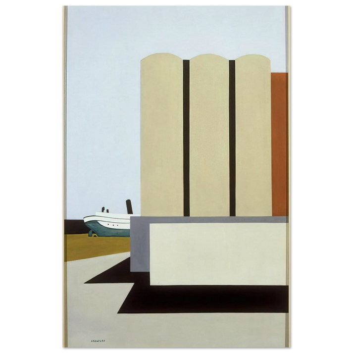Boat and Grain Elevators No. 2 - 1942 - Ralston Crawford Art Prints - 100x150 cm / 40x60″ inches | Ralston Crawford Poster | Ralston Crawford Prints