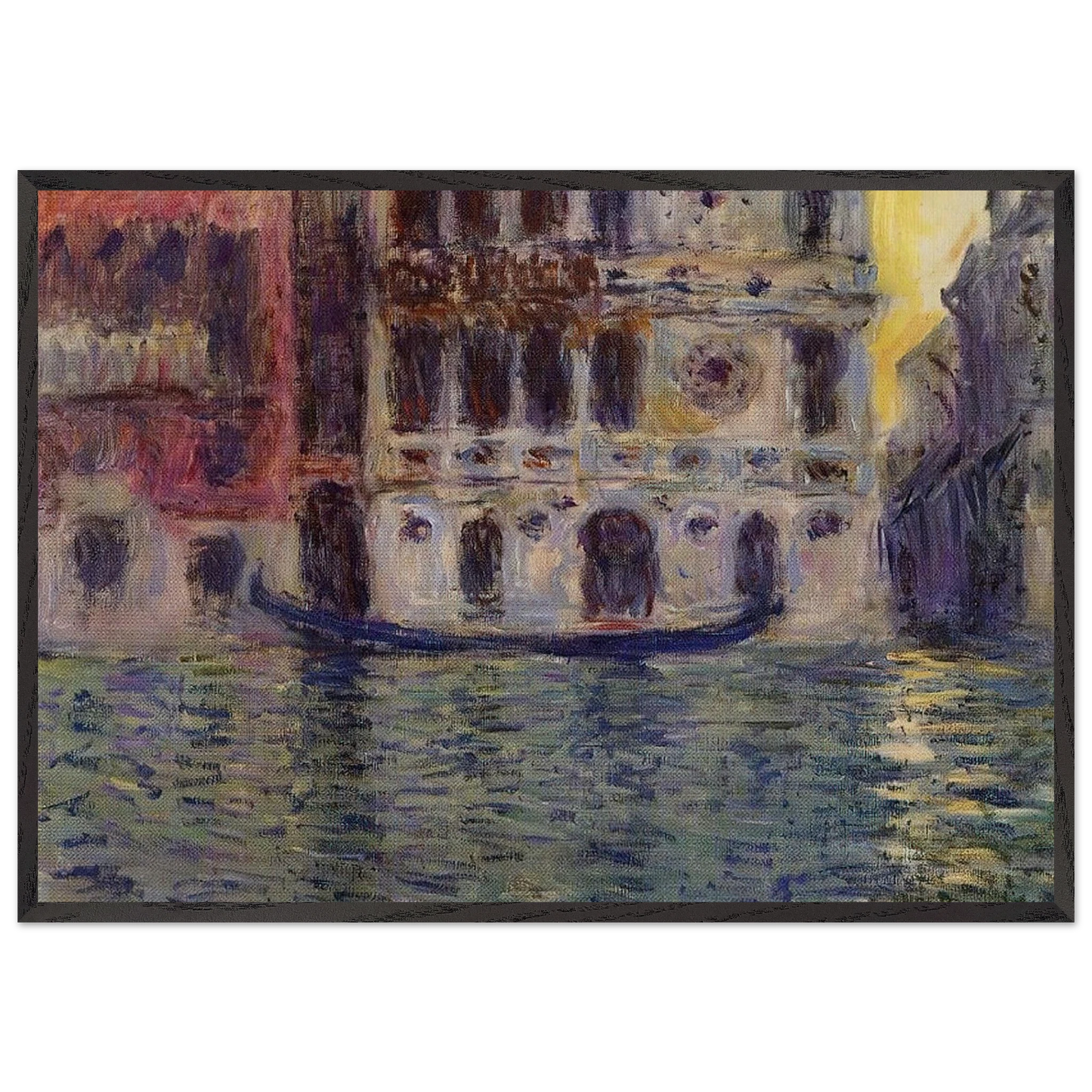 Palazzo Dario 3 - claude monet 70x100 cm / 28x40 inches Framed Art Print – Black Wooden Frame