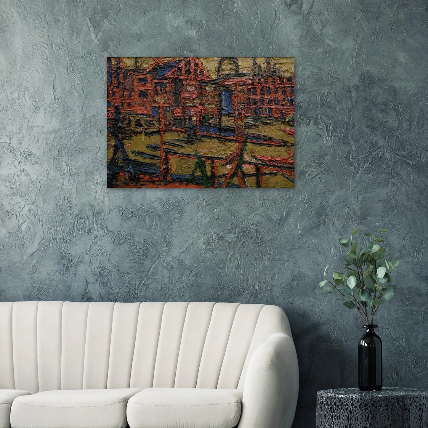 BEHIND CAMDEN TOWN STATION SUMMER EVENING - Frank Auerbach Brushed Aluminum Print - 70x100 cm / 28x40 inches | Frank Auerbach Aluminum Print | Frank Auerbach Prints