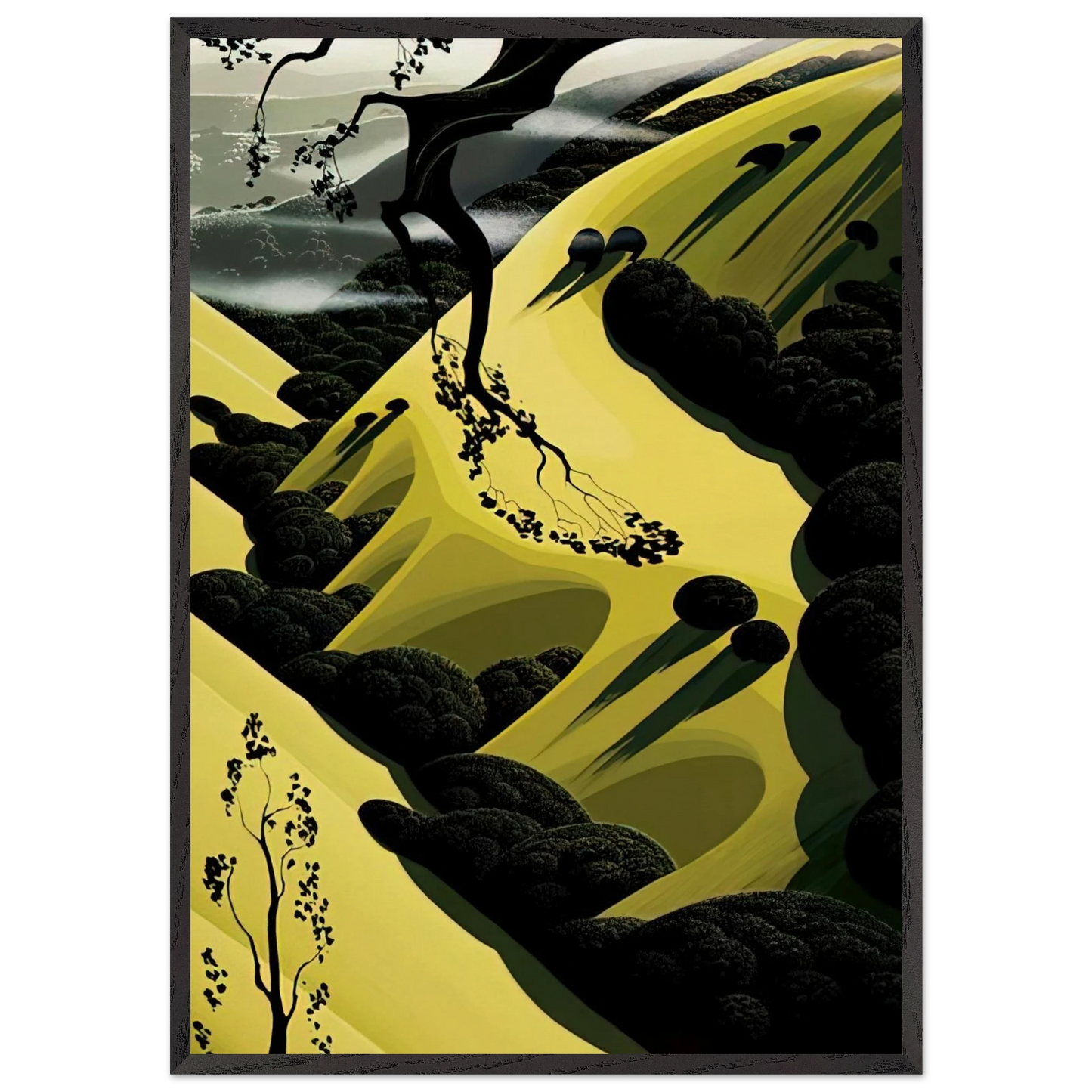 High Country Valley - Eyvind Earle 70x100 cm / 28x40 inches Framed Art Print – Black Wooden Frame