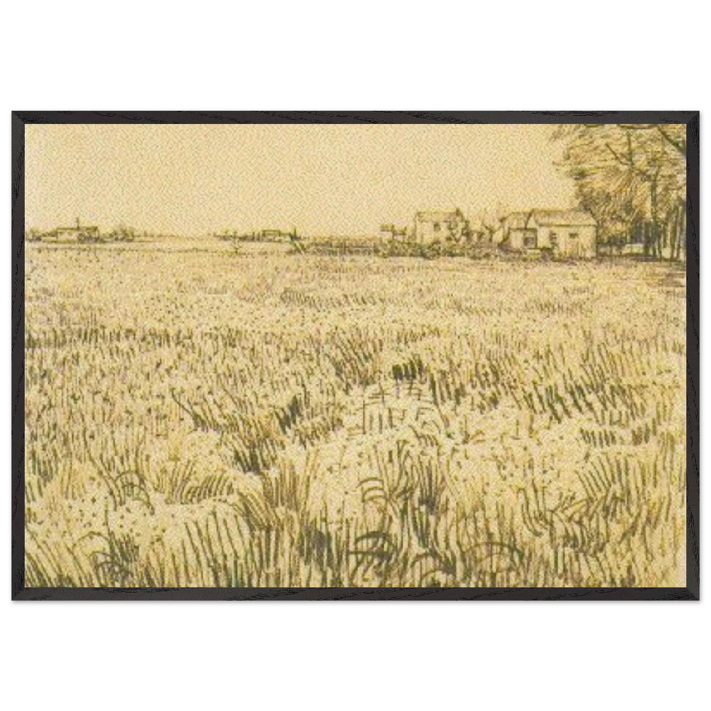 Meadow with Flowers - Vincent van Gogh 70x100 cm / 28x40 inches Framed Art Print – Black Wooden Frame