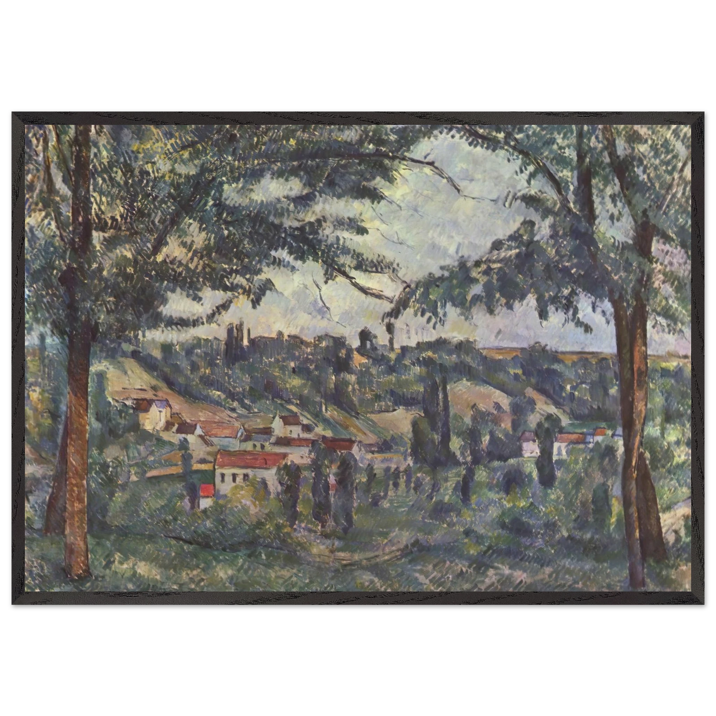 LANDSCAPE N13 - Paul Cezanne 70x100 cm / 28x40 inches Framed Art Print – Black Wooden Frame