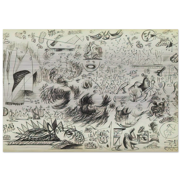SHEET OF STUDIES 1941 - Jackson Pollock Brushed Aluminum Print - 70x100 cm / 28x40 inches | Jackson Pollock Aluminum Print | Jackson Pollock Prints