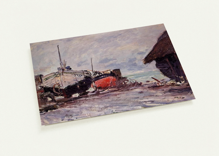 Fishing Boats at Etretat By claude monet Pack of 10 Post Cards | claude monet Post Cards | A6 (10.5 x 14.8 cm) - 4.1 x 5.8 inches