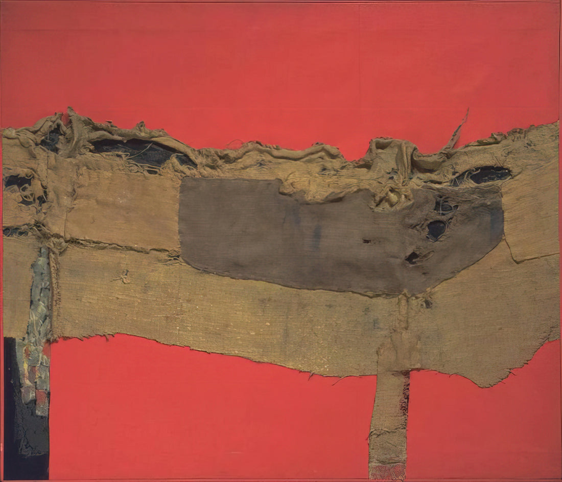 Alberto Burri: The Revolutionary Italian Artist Who Redefined Post-War Abstraction - Sacking and Red - 1954 by Alberto Burri