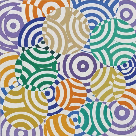 Antonio Asis Brushed Aluminum Print: The Kinetic Art Legacy in Modern Spaces - Interférences polychromes No. 636 - 1968 by Antonio Asis