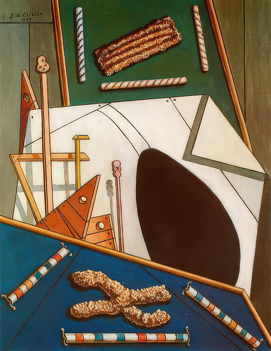 Ariadne de Chirico: The Enigmatic Muse of Metaphysical Art - METAPHYSICAL INTERIOR WITH BISCUITS by Giorgio de Chirico