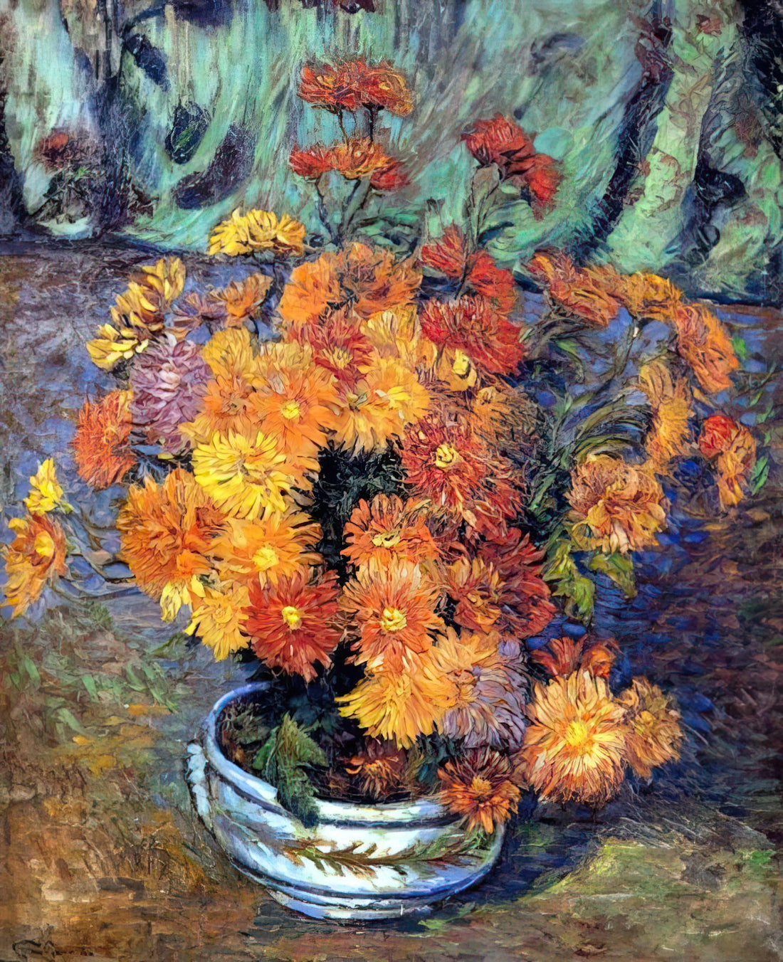 Armand Guillaumin Paintings: The Overlooked Master of Impressionist Color - Vase de chrysanthemes - 1885 by Armand Guillaumin