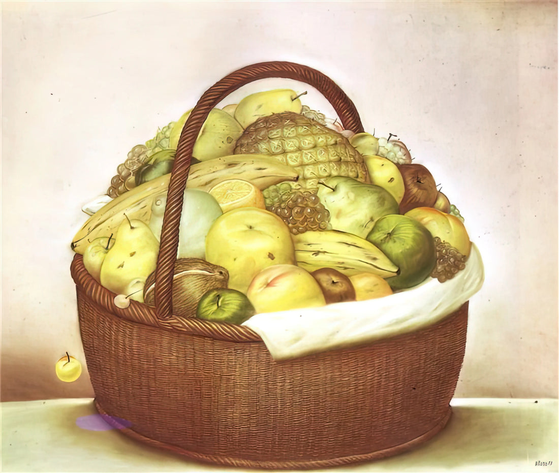 Botero and Frida Kahlo: A Comparative Study of Two Latin American Icons - FRUIT BASKET by Fernando Botero