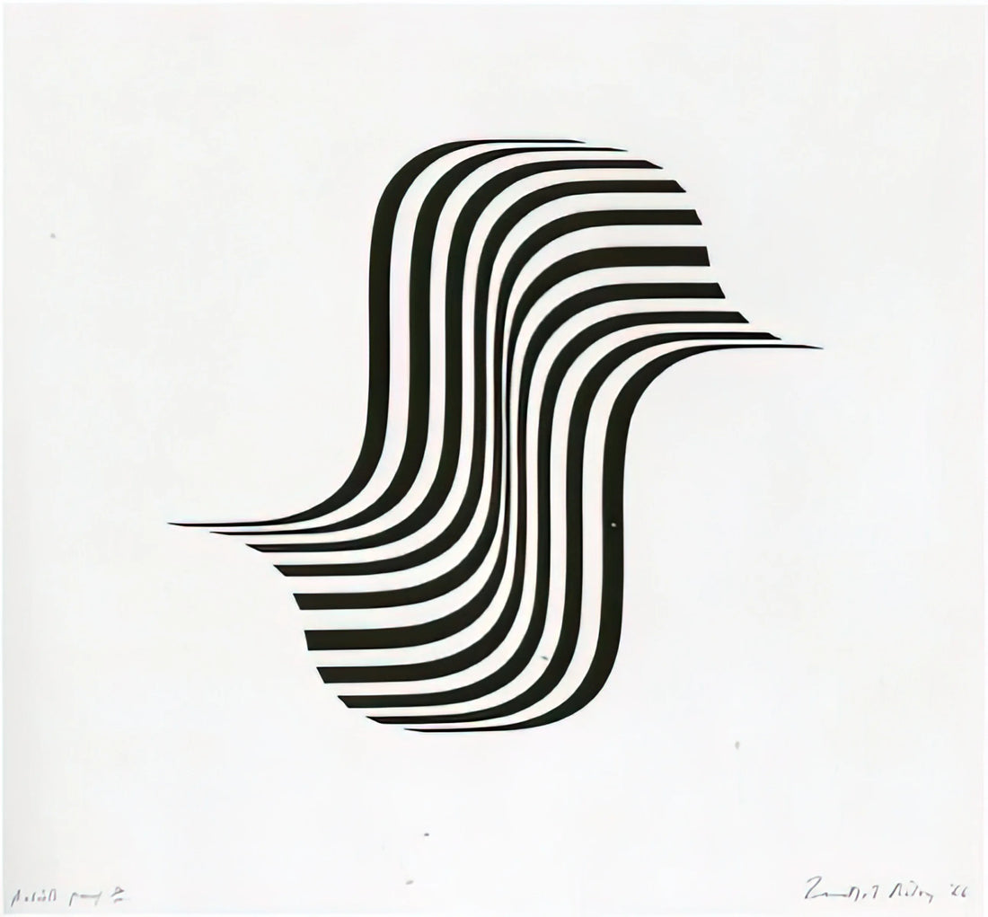 Bridget Riley Paintings: The Hypnotic World of Op Art's Leading Visionary - UNTITLED WINGED CURVE 1966 by Bridget Riley