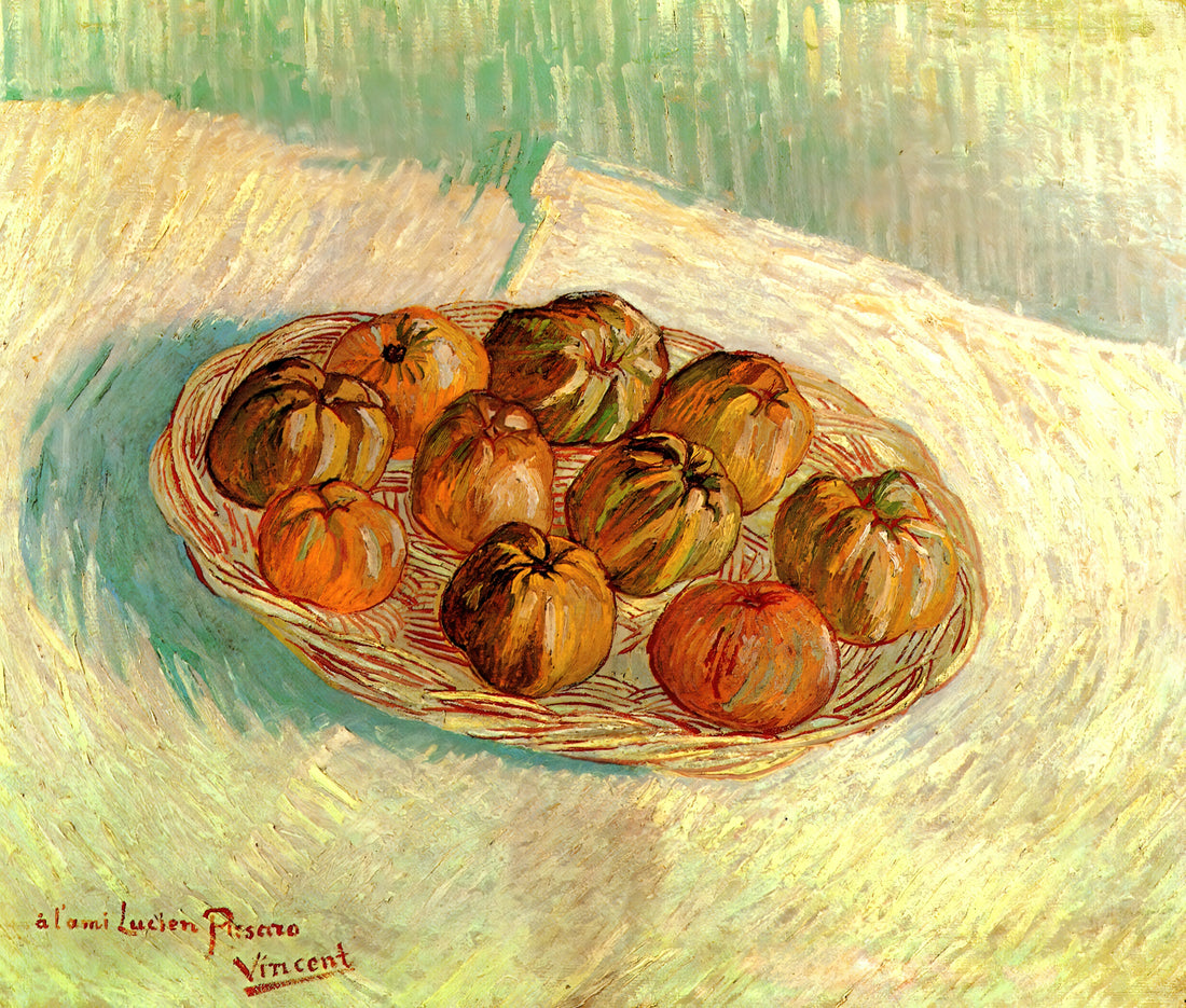 Canvas Wall Art Van Gogh: A Curator's Guide to Bringing Post-Impressionist Genius Home - Still Life with Basket of Apples to Lucien Pissarro by Vincent van Gogh
