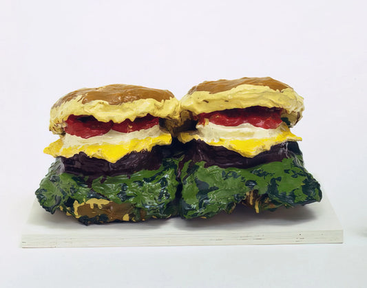 Claes Oldenburg Family: The Personal Life and Artistic Legacy of a Pop Art Pioneer - TWO CHEESEBURGERS WITH EVERYTHING DUAL HAMBURGERS 1962 by Claes Oldenburg