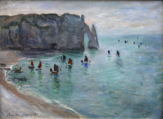Claude Monet Framed Art: A Curator's Guide to Collecting Impressionist Masterpieces - Etretat the Aval Door Fishing Boats Leaving the Harbour by claude monet