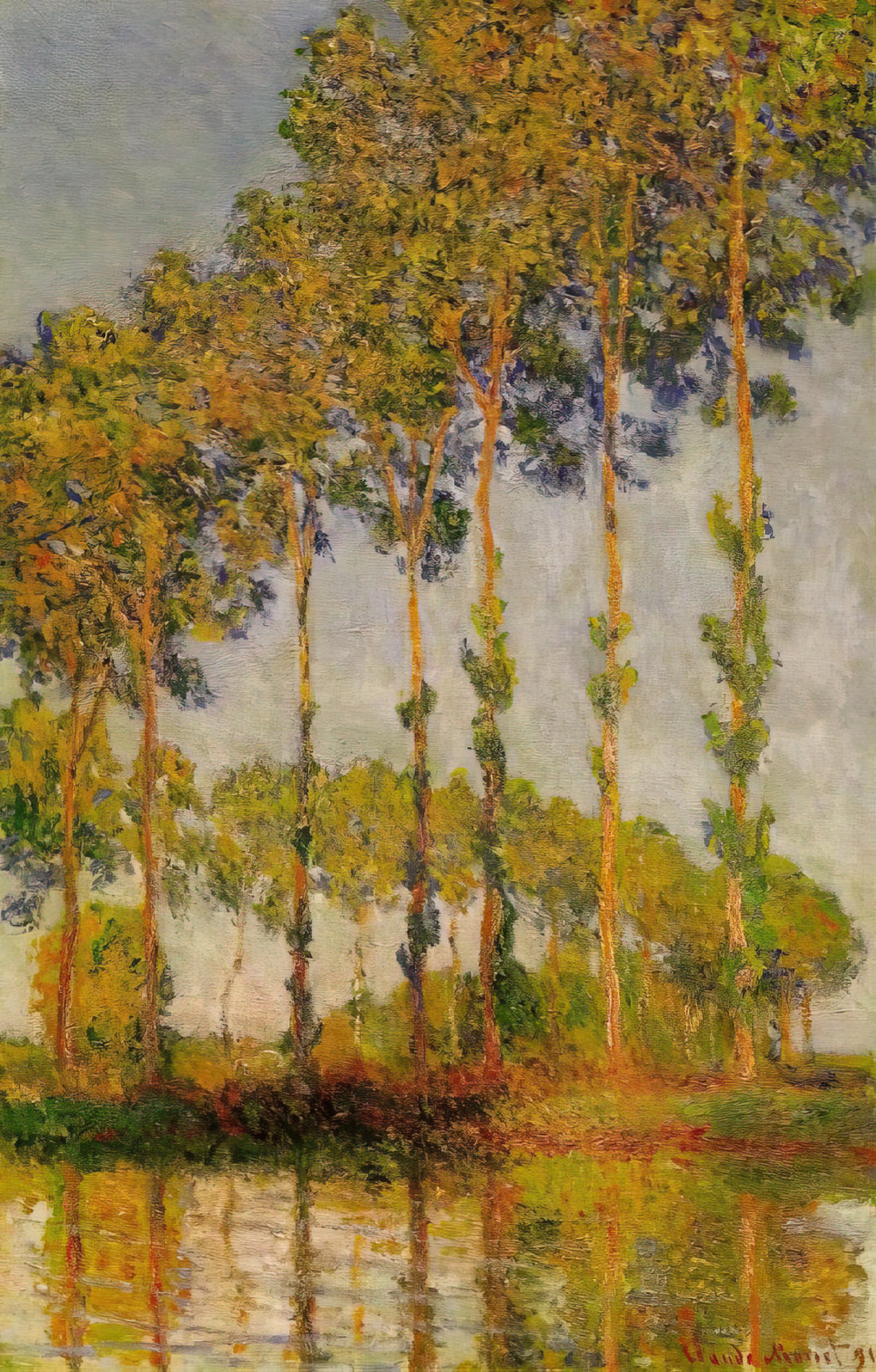 Claude Monet Night Paintings: The Master of Light's Nocturnal Explorations - Poplars, Row in Autumn by claude monet