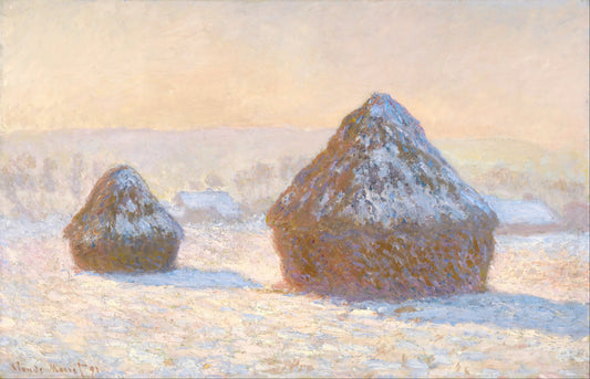 Claude Monet's Jerusalem Artichoke Flowers: A Hidden Masterpiece of Light and Color - Wheatstacks, Snow Effect, Morning by claude monet