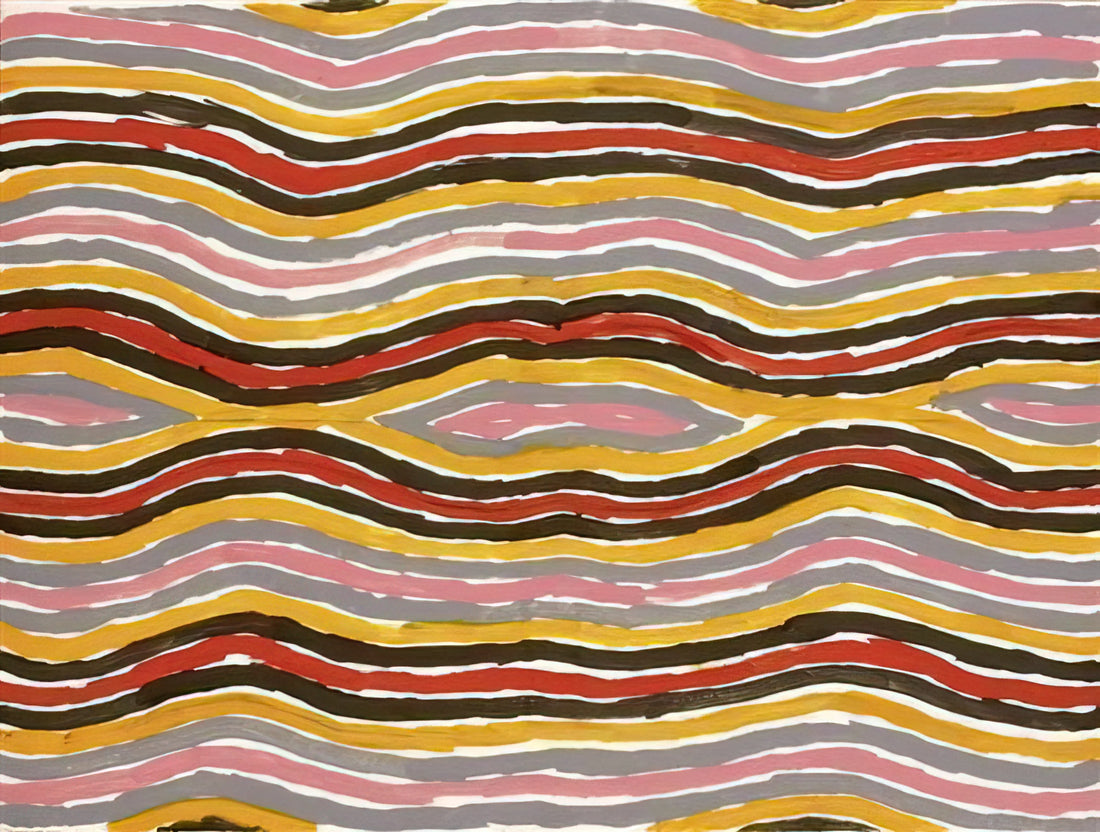 Clifford Possum Tjapaltjarri Canvas: The Master of Western Desert Art - Floor Paint Lake Napperby - 2001 by Clifford Possum Tjapaltjarri