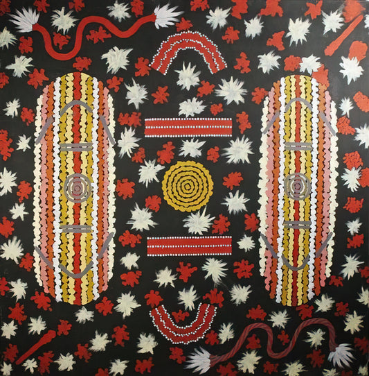 Clifford Possum Tjapaltjarri Famous Paintings: A Journey Through Aboriginal Art Masterpieces - Mens' Ceremony - 1988 by Clifford Possum Tjapaltjarri