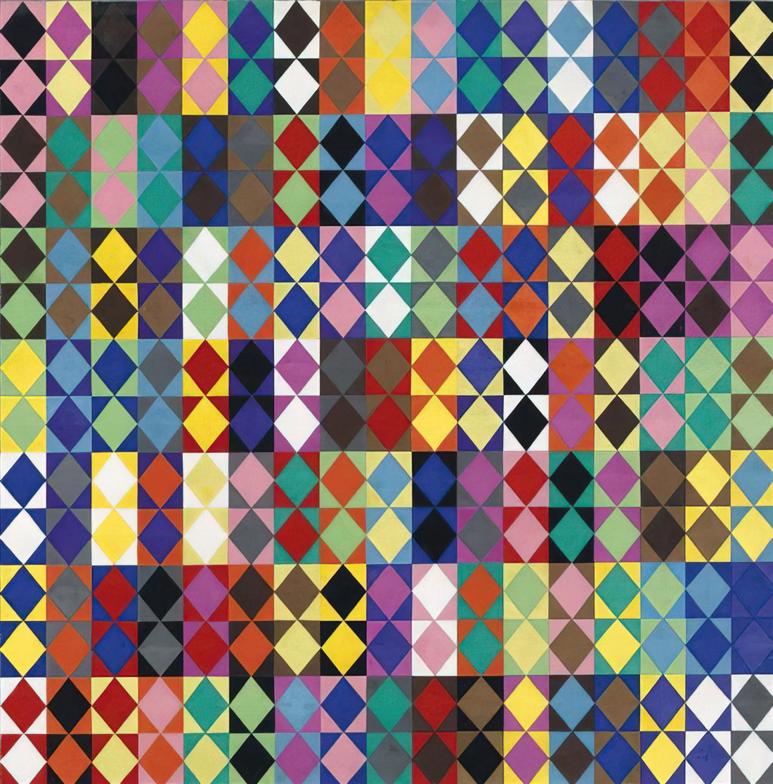 Dadamaino Print: Exploring the Minimalist Vision of a Post-War Italian Pioneer - 238 combinazioni cromatiche con 16 colori moltiplicati fra loro - 1969 by Dadamaino