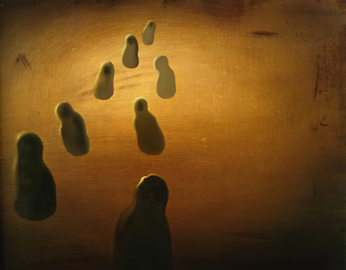 Dali Jewels: The Surrealist Master's Hidden Gem Collection - STUDY FOR DEOXYRIBONUCLEIC ACID ARABS by Salvador Dali