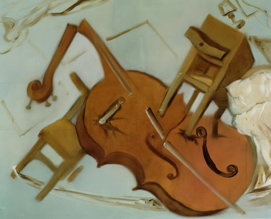 Dali World: Navigating the Surreal Universe of Salvador Dalí's Art - BED CHAIR AND BEDSIDE TABLE FEROCIOUSLY ATTACKING A CELLO by Salvador Dali