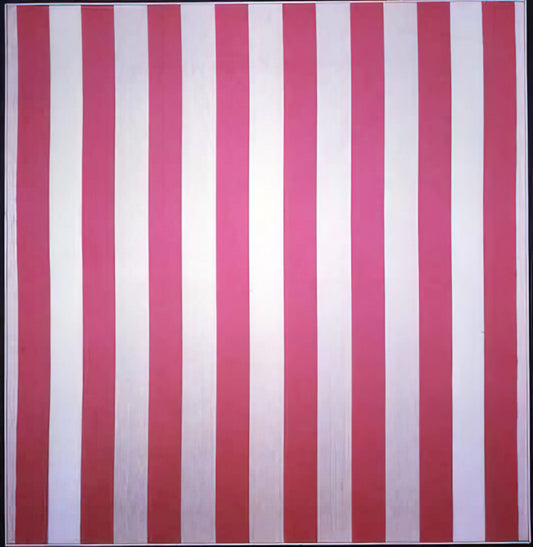 Daniel Buren at the Guggenheim 1971: A Radical Intervention That Redefined Institutional Critique - Peinture acrylique blanche sur tissu rayé blanc et rouge - 1970 by Daniel Buren