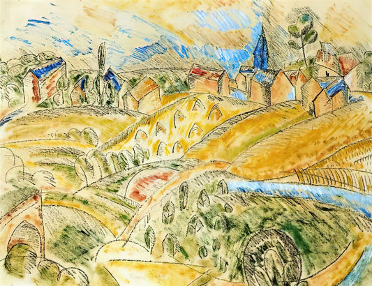 Dufy Prints: The Joyful Modernism of Raoul Dufy's Art in Reproduction - CUBIST LANDSCAPE WITH HAYSTACKS by Raoul Dufy