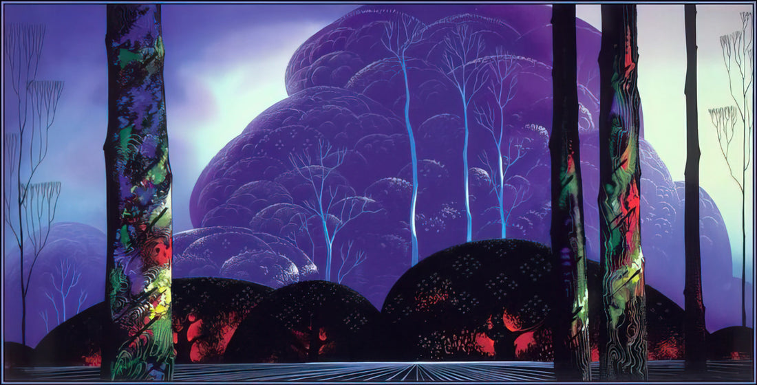 Eyvind Earle Art Prints: A Collector's Guide to the Master of Mid-Century Modernism - Purple Sunset by Eyvind Earle