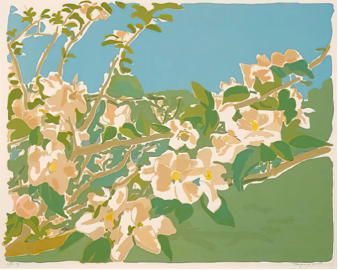 Fairfield Porter & Elaine de Kooning: The Quiet Realist and the Abstract Expressionist - APPLE BLOSSOMS II 1974 by Fairfield Porter