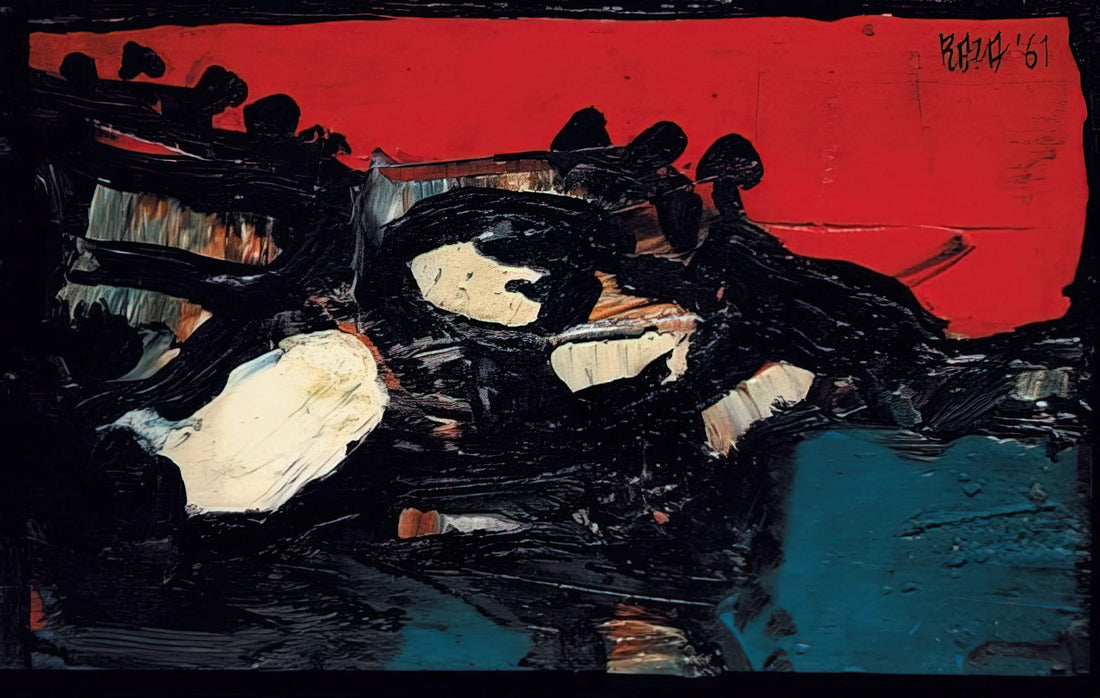 Famous Raza Paintings: A Journey Through the Master's Abstract Universe - Ciel Rouge Sur Le Lac - 1961 by S. H. Raza