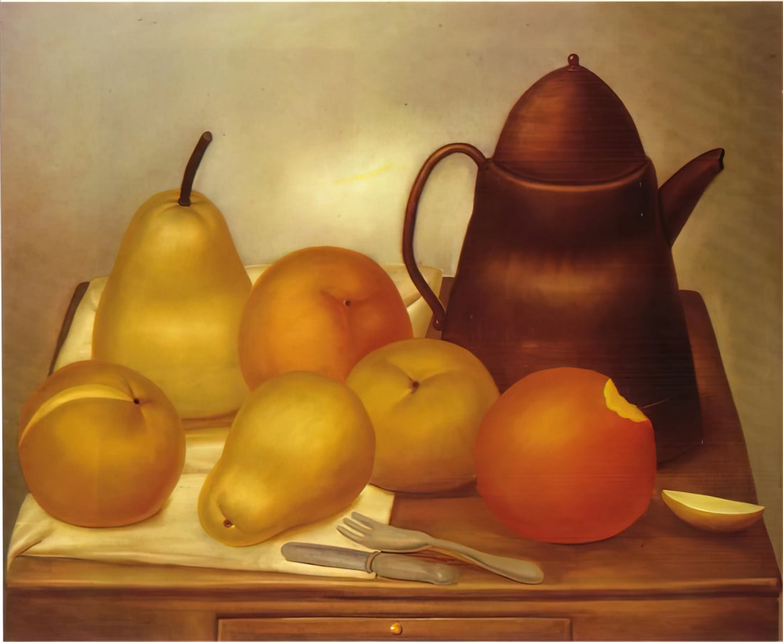 Fernando Botero Canvas: A Guide to the Colombian Master's Monumental Art - STILL LIFE WITH COFFEE POT by Fernando Botero