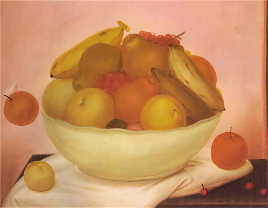 Fernando Botero Paintings Price: A Collector's Guide to Value & Investment - STILL LIFE WITH ORANGE FALLING by Fernando Botero