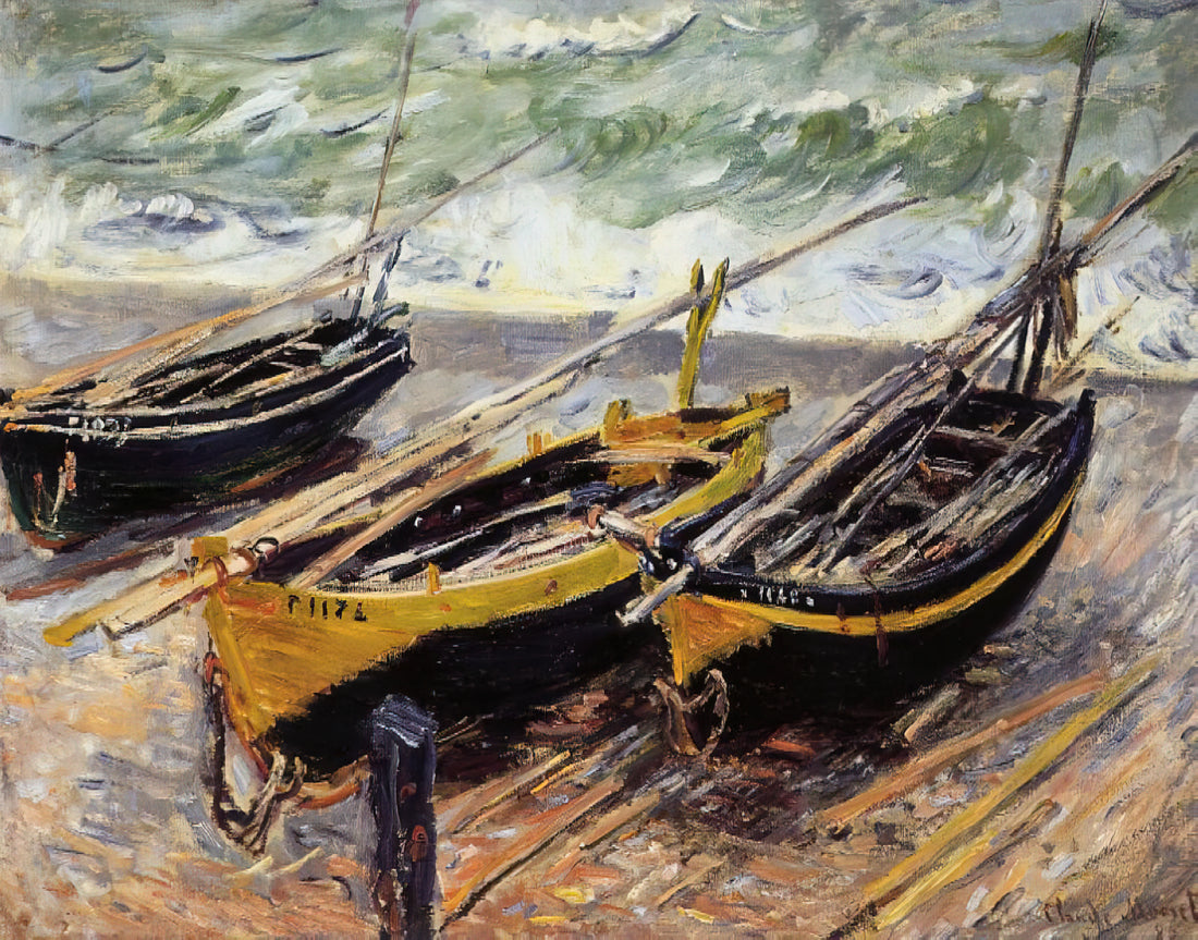 Framed Monet Wall Art: A Curated Guide to Impressionist Masterpieces for Your Home - Three Fishing Boats by claude monet