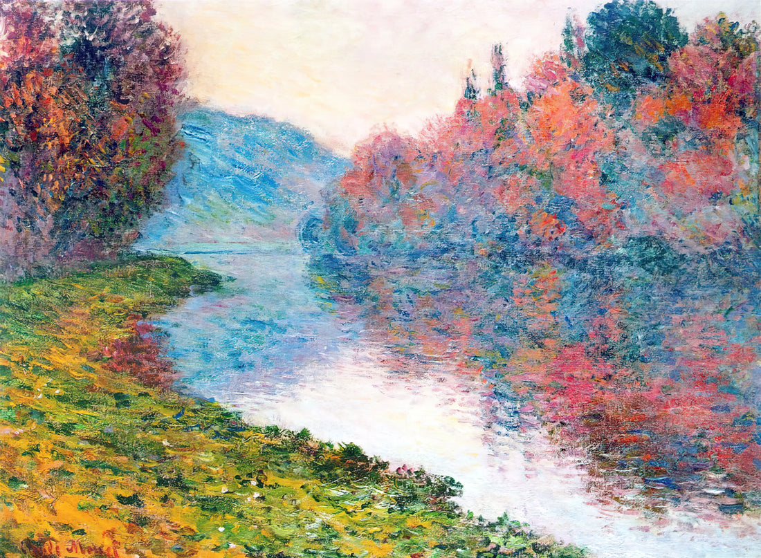 Framed Monet Wall Art: Curating Impressionist Masterpieces for Your Home - Banks of the Seine at Jenfosse - Clear Weather by claude monet