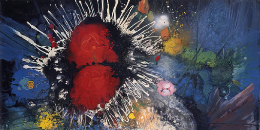 Gebre Kristos Desta Canvas: Exploring the Visionary Ethiopian Modernist - Flowers No. 4 - 1974 by Gebre Kristos Desta