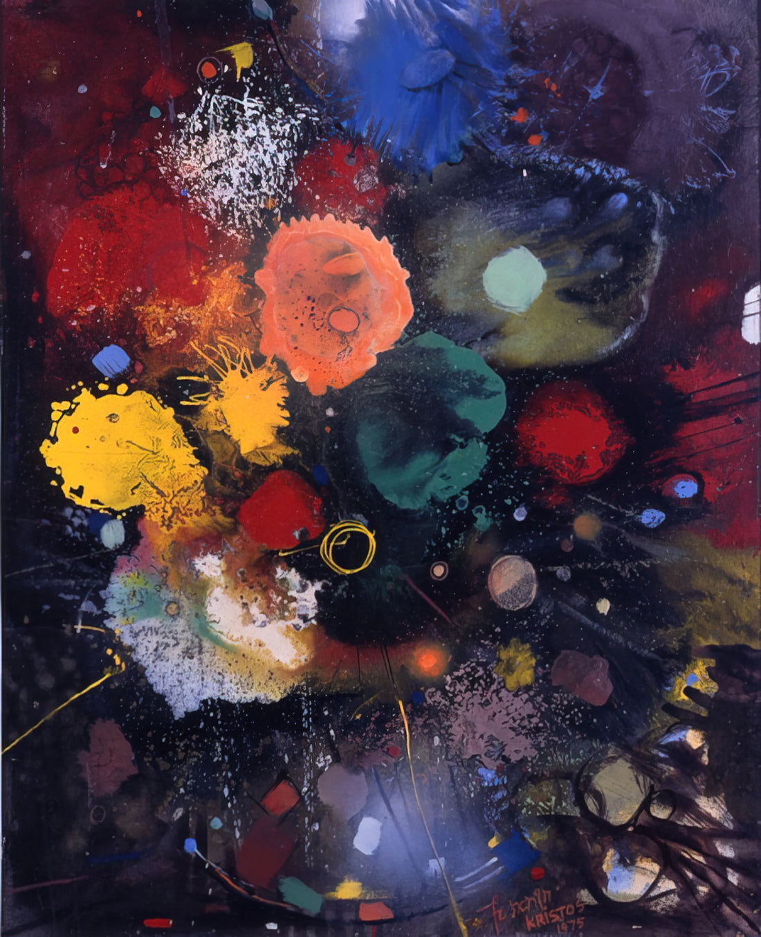 Gebre Kristos Desta Print: Exploring Ethiopia's Modernist Vision Through Art Reproduction - Flowers No. 5 - 1975 by Gebre Kristos Desta
