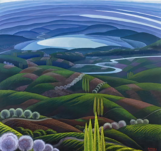 Gerardo Dottori Print: Exploring the Futurist Vision of the Aeropittura Master - Umbria primavera - 1945 by Gerardo Dottori