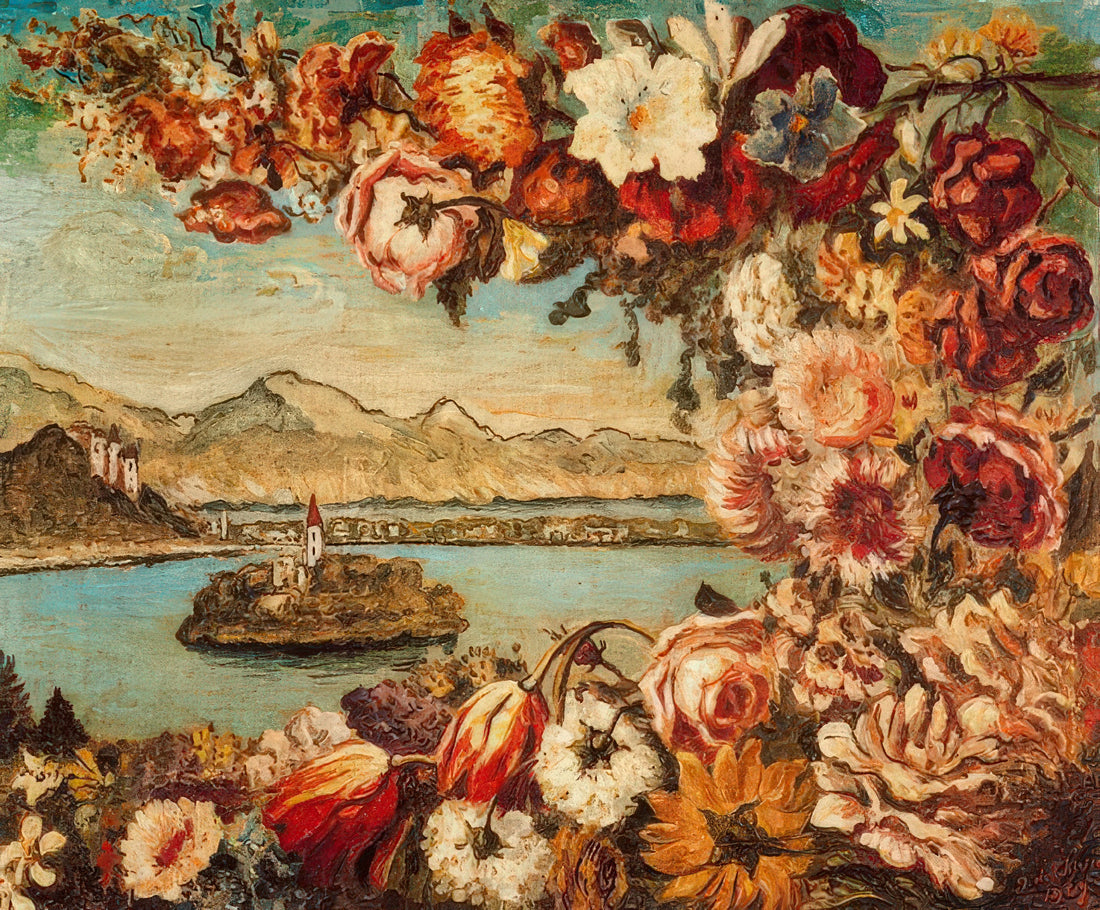 Giorgio de Chirico Surrealism Paintings: The Metaphysical Visionary Who Preceded the Movement - ISLAND AND FLOWER GARLAND by Giorgio de Chirico