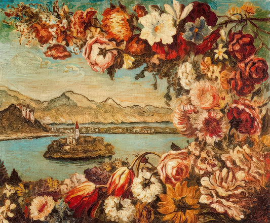 Giorgio de Chirico Surrealism Paintings: The Metaphysical Visionary Who Preceded the Movement - ISLAND AND FLOWER GARLAND by Giorgio de Chirico